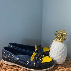 🍍Tory Burch🍍Brown, Navy and Yellow🍍7.5M🍍